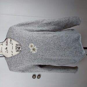 Woolrich- Gray Knit Textured Soft Alpaca/Lambswool Sweater Vintage Sz. L